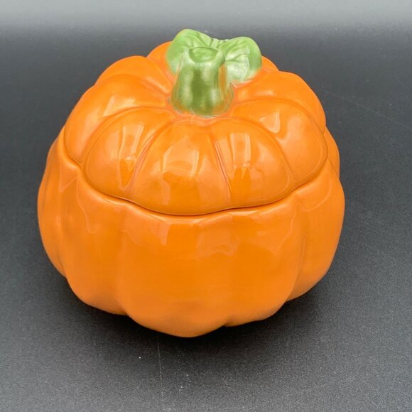 Williams-Sonoma Covered Pumpkin Crock Soup Bowl Orange Ceramic Handmade Portugal - Picture 9 of 9